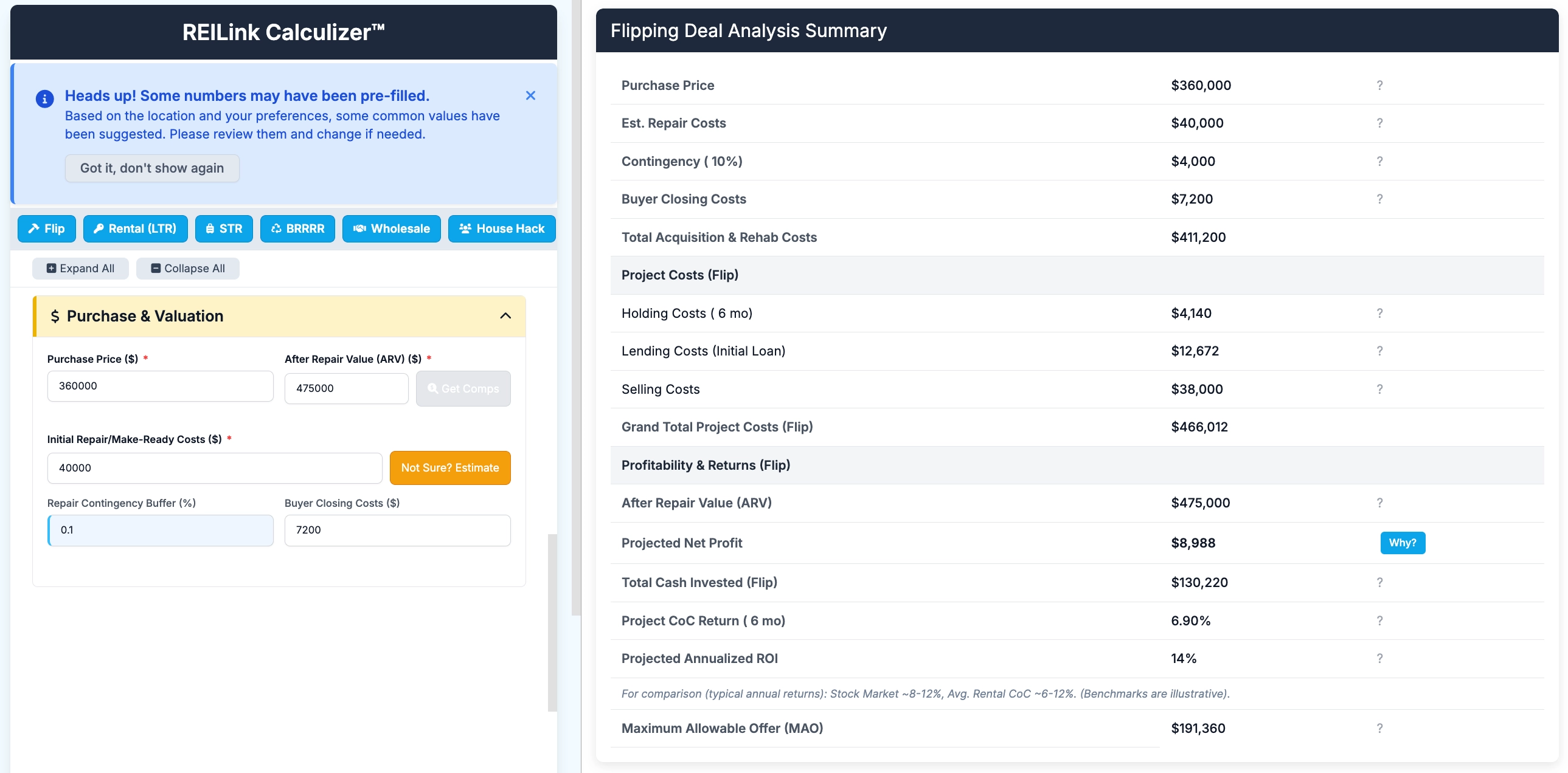 Clean Estimator UI